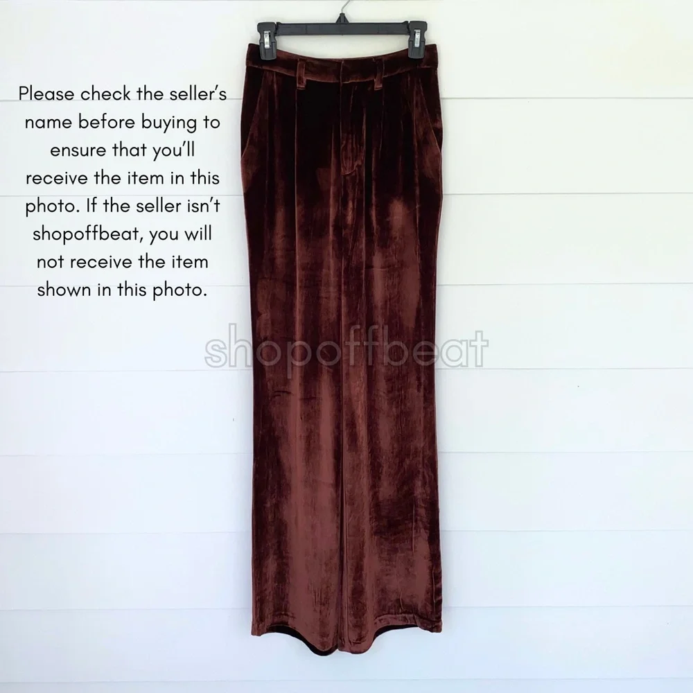 NEW Reformation Wes Velvet Pant Chestnut 2